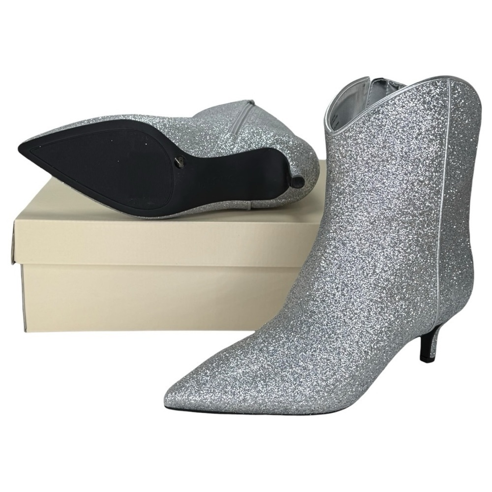 ON 34th Aatira Tulip Silver Glitter Womens Booties Size 8M - Picture 11 of 12